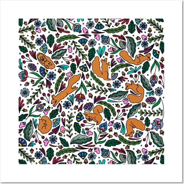 Squirrels and Acorns Wall Art by HLeslie Design